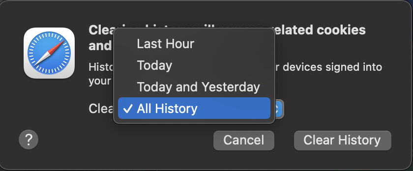 how to erase safari history on macbook