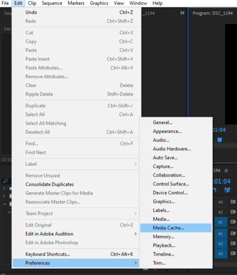 adobe premiere clear cache