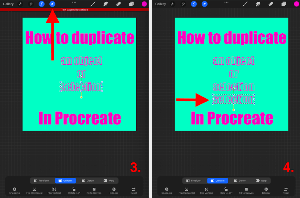 How To Duplicate A Layer Object Selection In Procreate