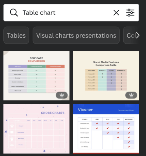 how to create a table in canva presentation