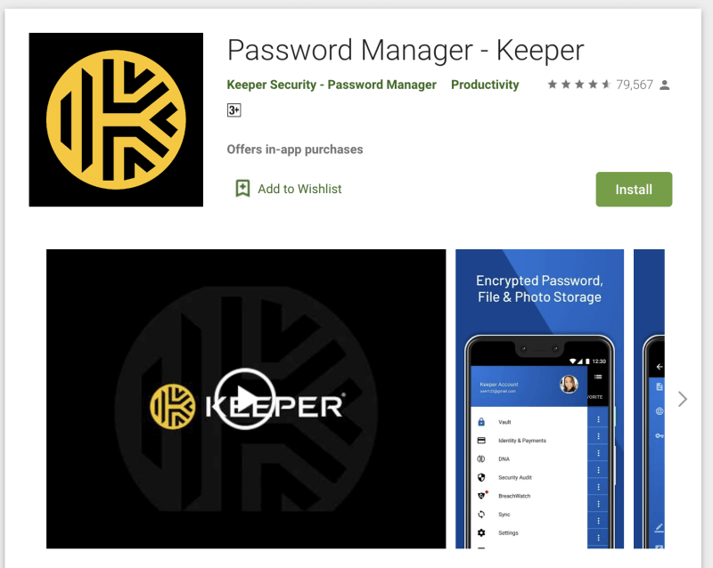 keeper password manager features