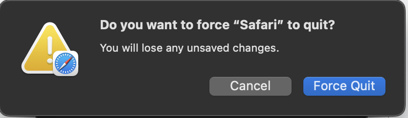 force quit safari not working