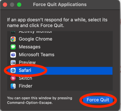 how to force quit safari on mac