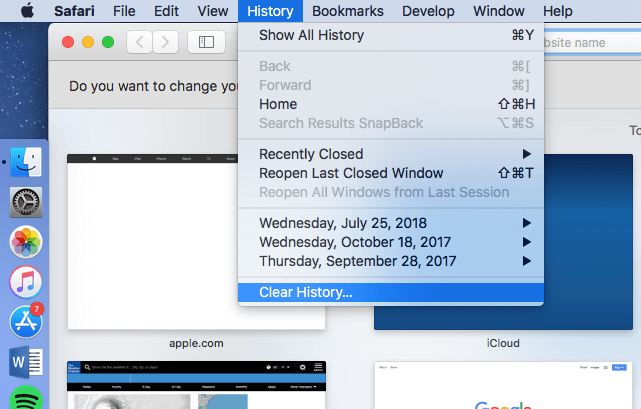 clear browser history on mac