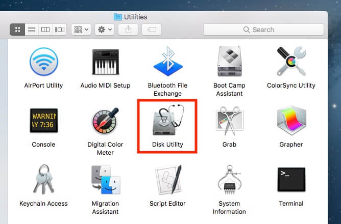 shortcut for disk utility mac