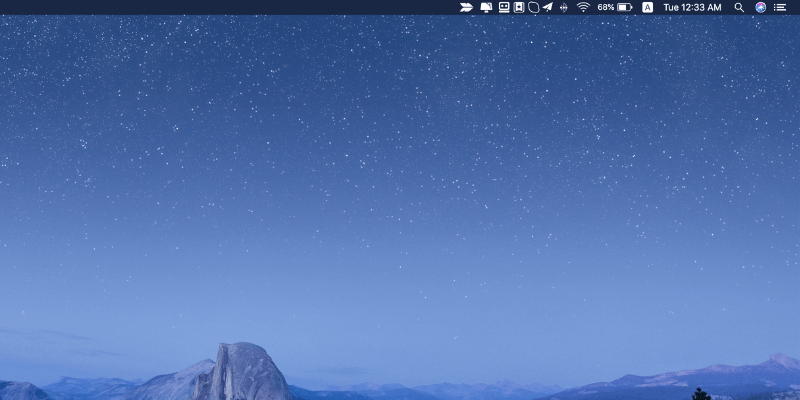 mac desktop with icons on menu bar
