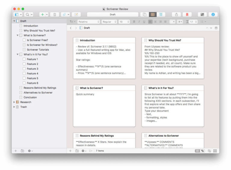 negatives about writeitnow 5 vs scrivener